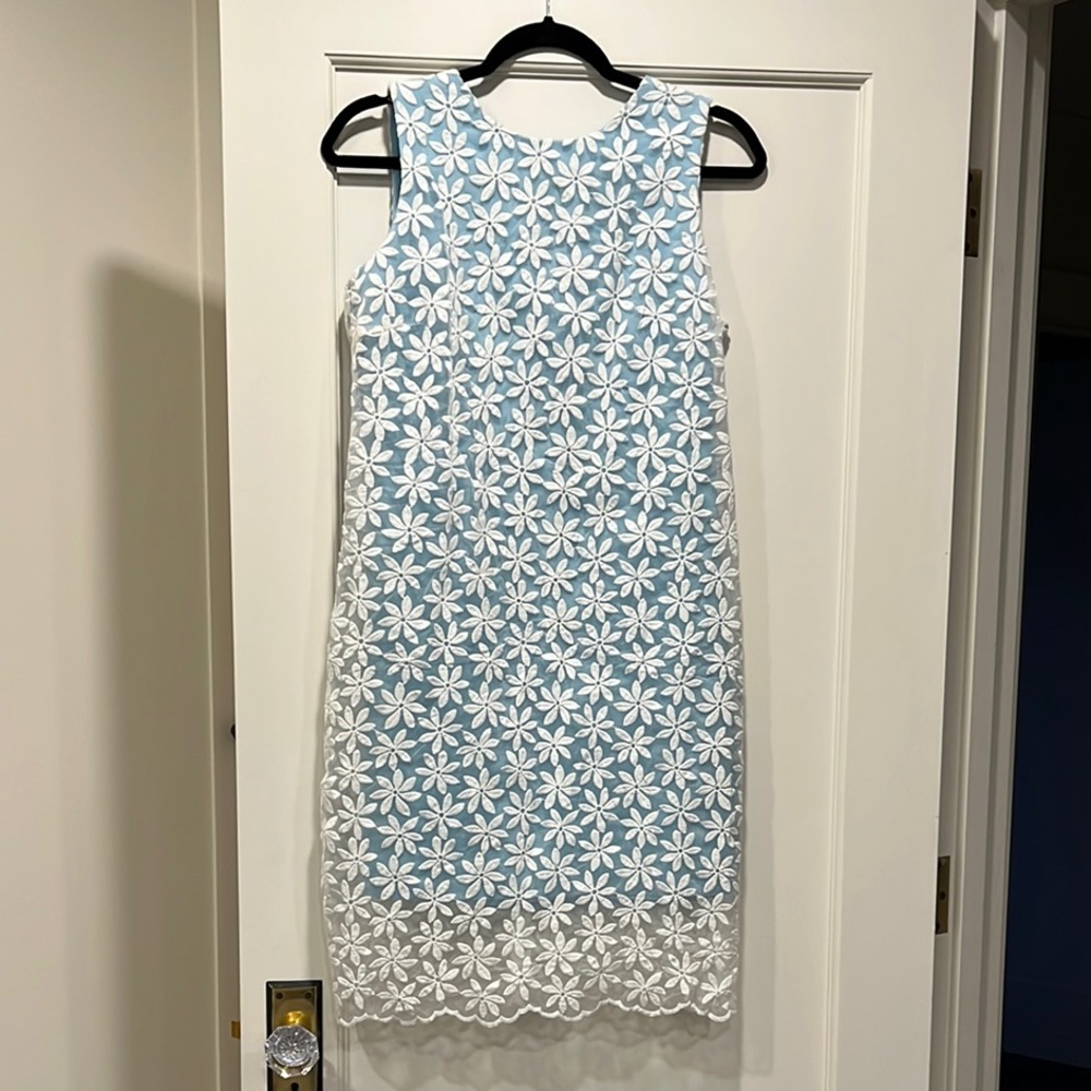 Blue and White Floral Dress from Badgley Mischka size 4